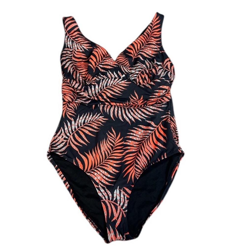 Tropical Black and Orange One-Piece Swimsuit